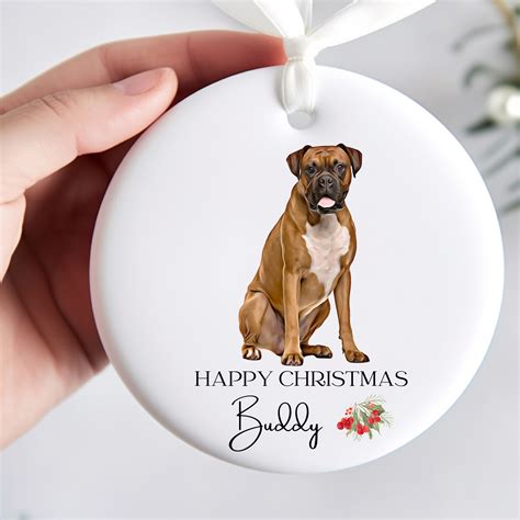 Personalized Boxer Dog Christmas Ornament, Boxer Dog With 